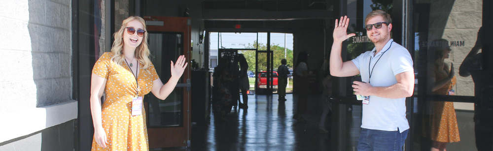 Greeter at church door
