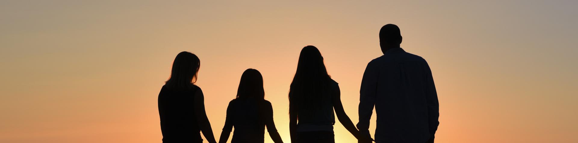 Family during a sunset