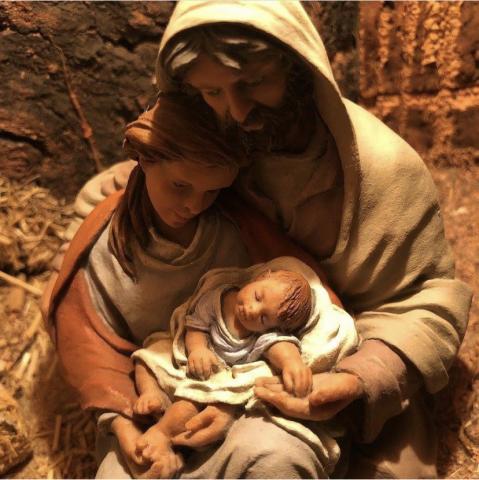 Saint Joseph embracing Mary and the infant Jesus