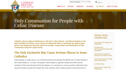 Snapshot of Diocese of Salt Lake City webpage 