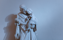 Saint Joseph embracing Mary and the infant Jesus 