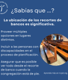 La ubicación de los recortes de bancos importa. Proveer múltiples opciones y involucar a personas con discapacidad en planear.